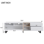 Meuble TV pour téléviseur de 80 pouces avec double espace de rangement, console multimédia, centre de divertissement avec porte abattante