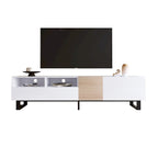 Meuble TV pour téléviseur de 80 pouces avec double espace de rangement, console multimédia, centre de divertissement avec porte abattante