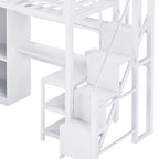 Lit mezzanine en métal avec bureau, armoire et escalier intégré – Lit simple/double