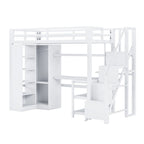 Lit mezzanine en métal avec bureau, armoire et escalier intégré – Lit simple/double
