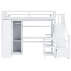 Lit mezzanine en métal avec bureau, armoire et escalier intégré – Lit simple/double