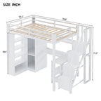 Lit mezzanine en métal avec bureau, armoire et escalier intégré – Lit simple/double