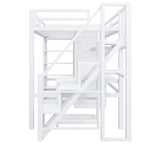 Lit mezzanine en métal avec bureau, armoire et escalier intégré – Lit simple/double
