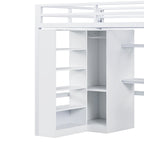 Lit mezzanine en métal avec bureau, armoire et escalier intégré – Lit simple/double
