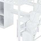 Lit mezzanine en métal avec bureau, armoire et escalier intégré – Lit simple/double