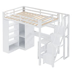 Lit mezzanine en métal avec bureau, armoire et escalier intégré – Lit simple/double