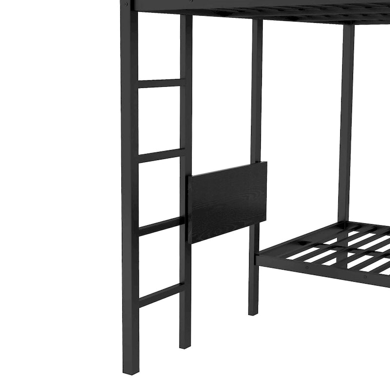 Lit superposé King sur Twin XL avec armoire intégrée et bureau pliable, Noir