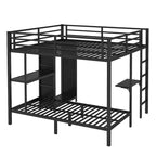 Lit superposé King sur Twin XL avec armoire intégrée et bureau pliable, Noir