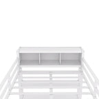 Lit mezzanine double en métal avec armoire, bureau en L et rangement