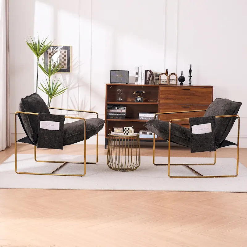 Fauteuil d'appoint avec cadre en métal (Lot de 2)