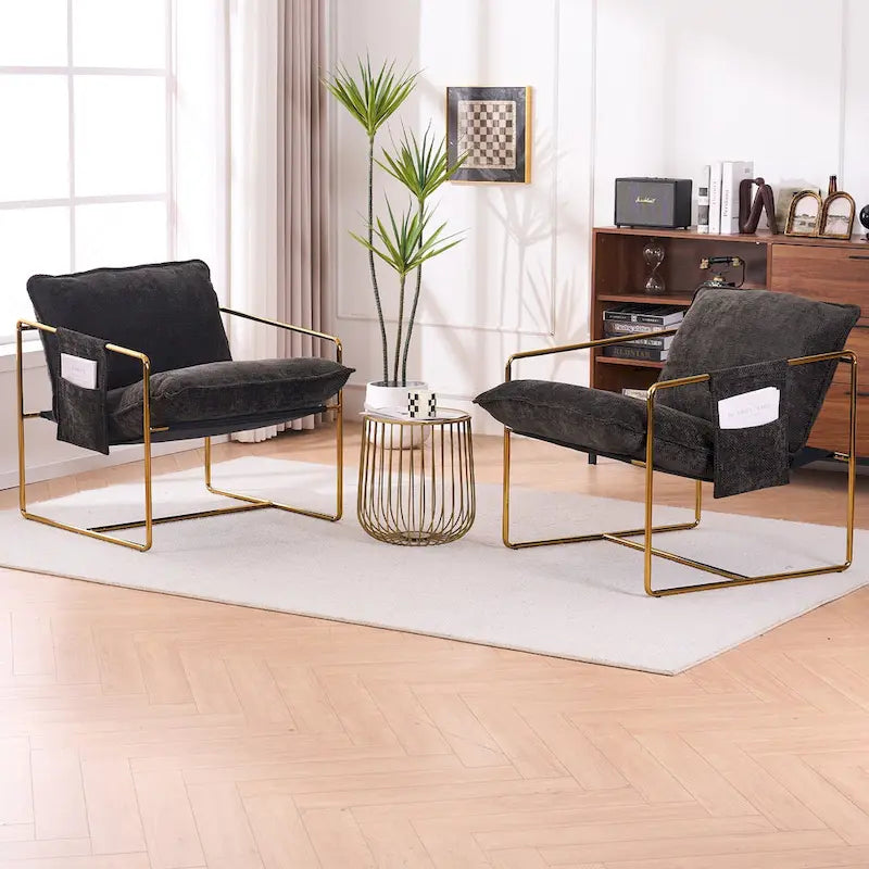 Fauteuil d'appoint avec cadre en métal (Lot de 2)
