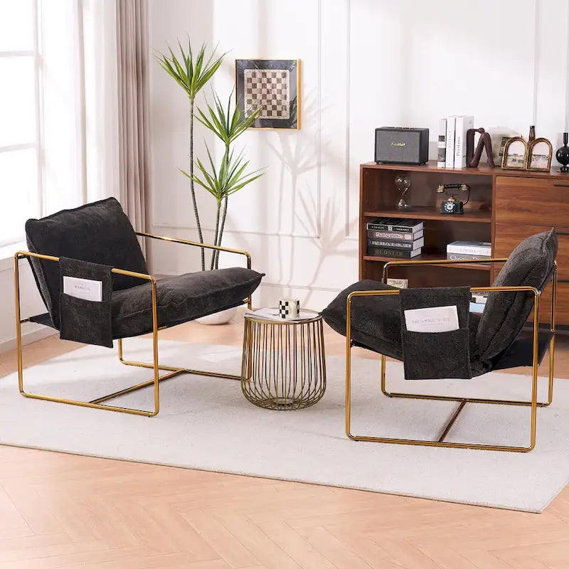 Fauteuil d'appoint avec cadre en métal (Lot de 2)