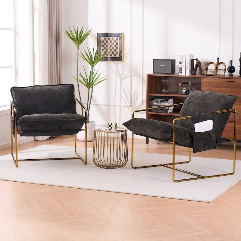Fauteuil d'appoint avec cadre en métal (Lot de 2)