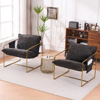Fauteuil d'appoint avec cadre en métal (Lot de 2)