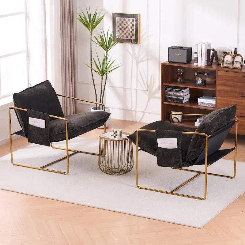 Fauteuil d'appoint avec cadre en métal (Lot de 2)