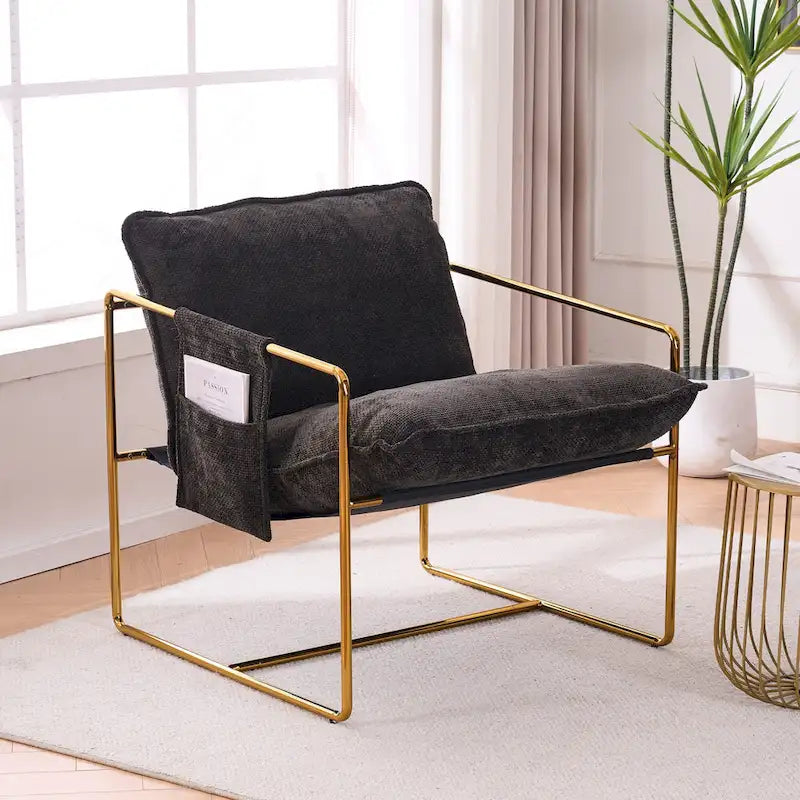 Fauteuil d'appoint avec cadre en métal (Lot de 2)