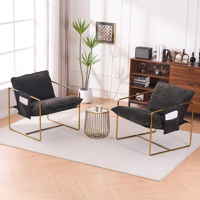 Fauteuil d'appoint avec cadre en métal (Lot de 2)