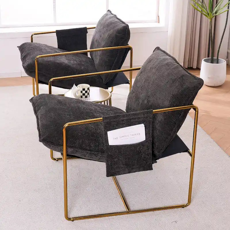 Fauteuil d'appoint avec cadre en métal (Lot de 2)
