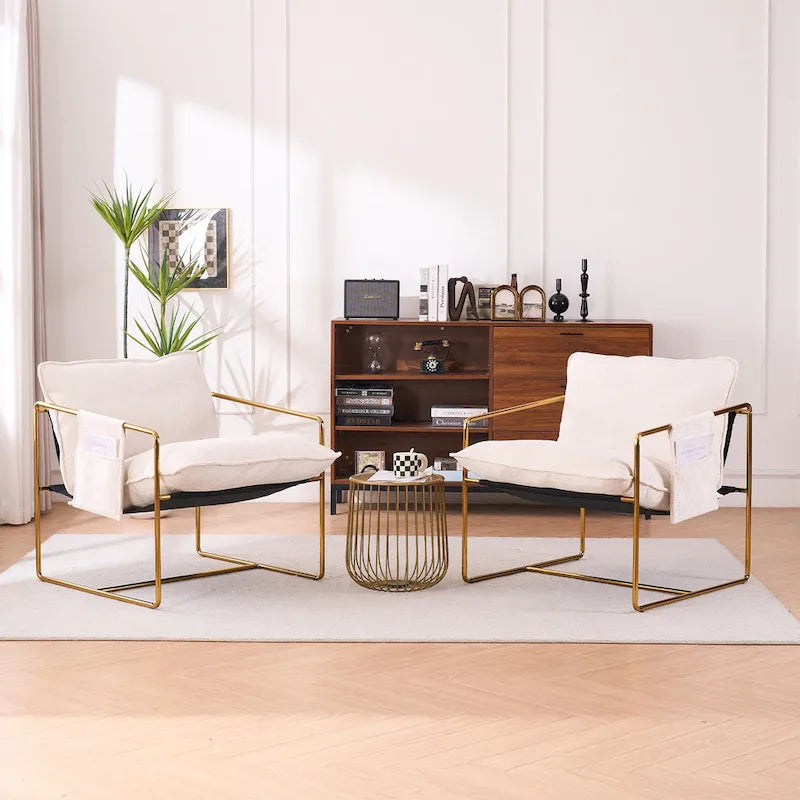Fauteuil d'appoint avec cadre en métal (Lot de 2)