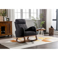 Fauteuil à bascule rembourré avec pieds en bois et poches latérales