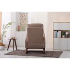 Fauteuil à bascule rembourré avec pieds en bois et poches latérales