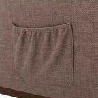 Fauteuil à bascule rembourré avec pieds en bois et poches latérales