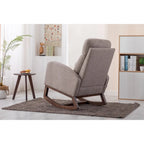 Fauteuil à bascule rembourré avec pieds en bois et poches latérales