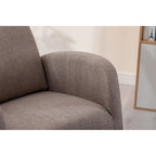 Fauteuil à bascule rembourré avec pieds en bois et poches latérales