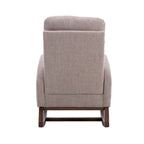Fauteuil à bascule rembourré avec pieds en bois et poches latérales
