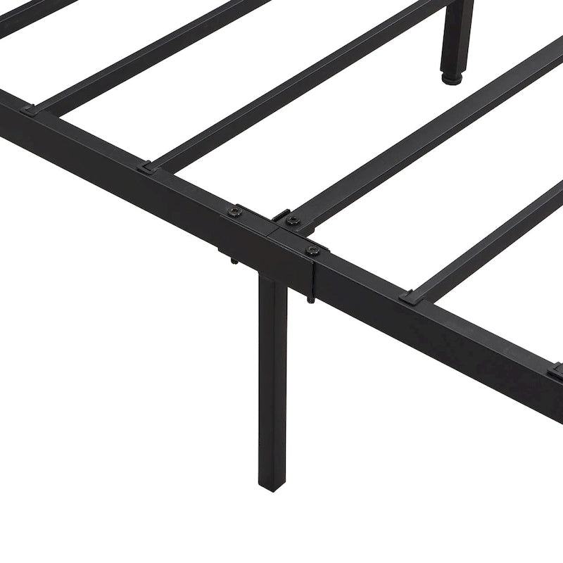 Cadre de lit en métal King Size avec tête de lit en bois et lumières LED