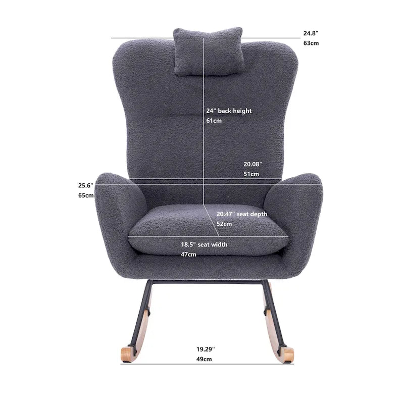 Fauteuil à bascule rembourré pour chambre d'enfant, salon et chambre à coucher