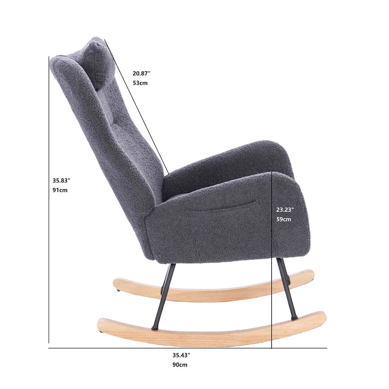 Fauteuil à bascule rembourré pour chambre d'enfant, salon et chambre à coucher