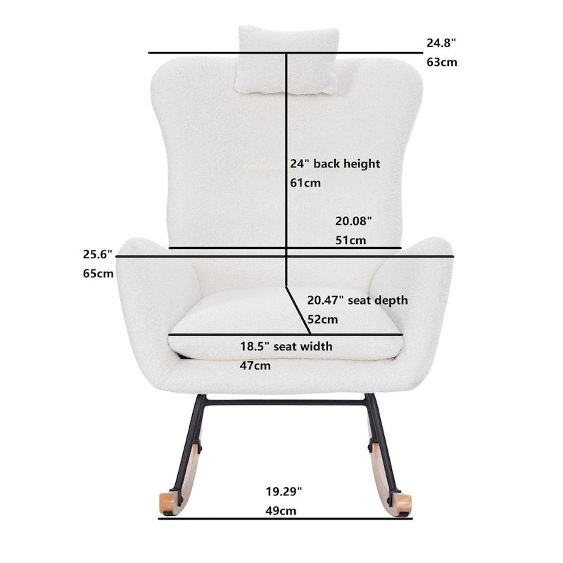 Fauteuil à bascule rembourré pour chambre d'enfant, salon et chambre à coucher