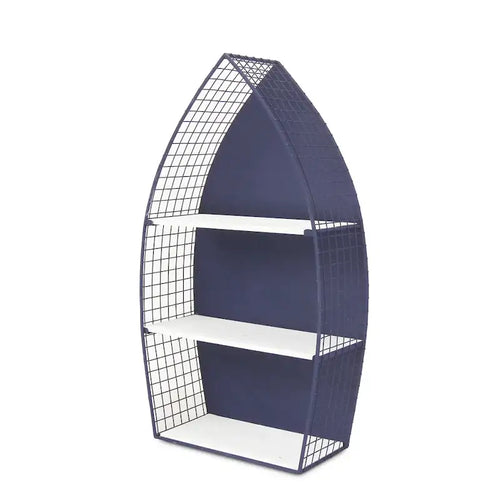 Étagère murale à 3 niveaux en forme de barque bleue de 76,8 cm