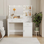Coiffeuse de maquillage avec tiroirs et armoire de rangement - 40 x 110 x 142 cm