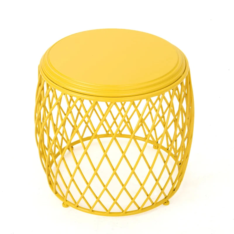 Table d'appoint ronde en fer à treillis de 19 pouces