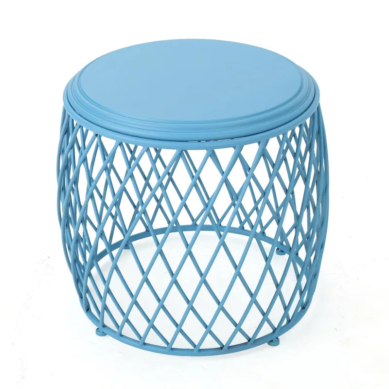 Table d'appoint ronde en fer à treillis de 19 pouces