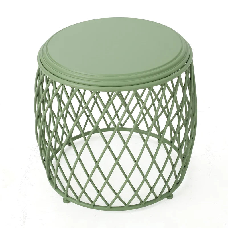 Table d'appoint ronde en fer à treillis de 19 pouces