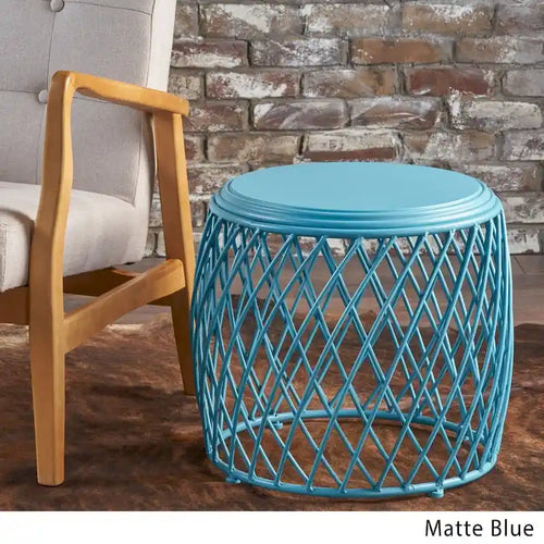 Table d'appoint ronde en fer à treillis de 19 pouces