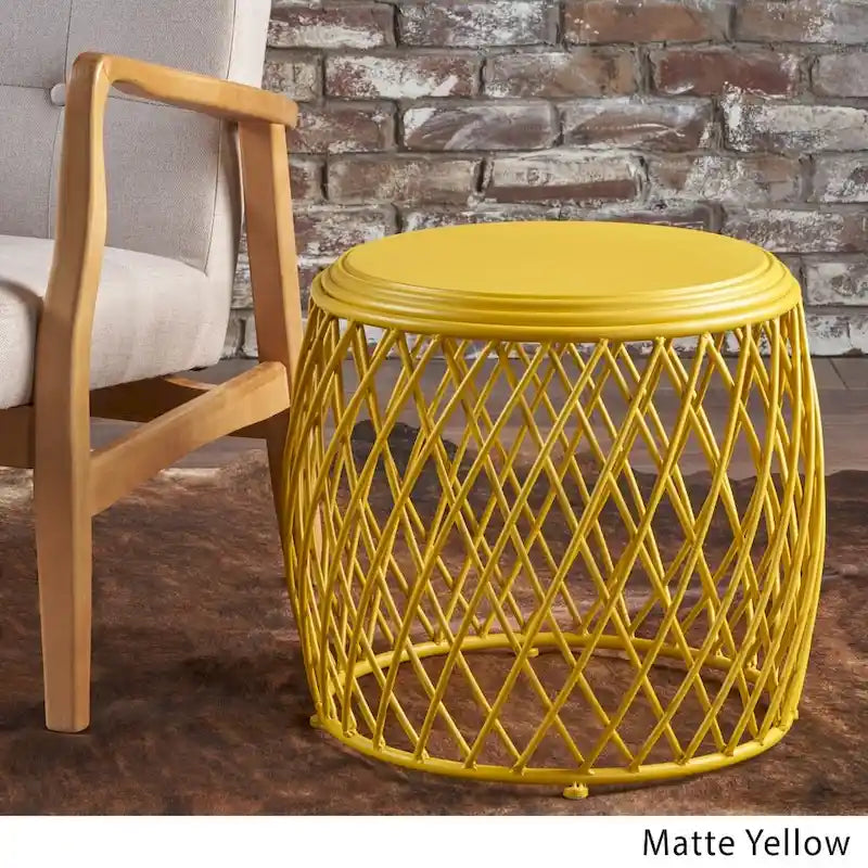 Table d'appoint ronde en fer à treillis de 19 pouces