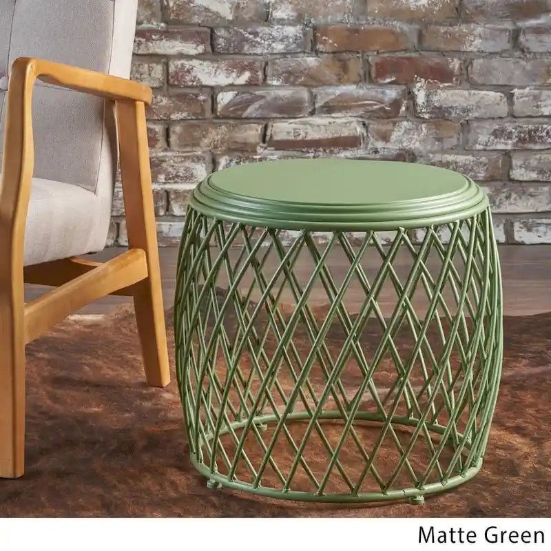 Table d'appoint ronde en fer à treillis de 19 pouces