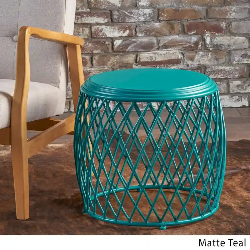 Table d'appoint ronde en fer à treillis de 19 pouces