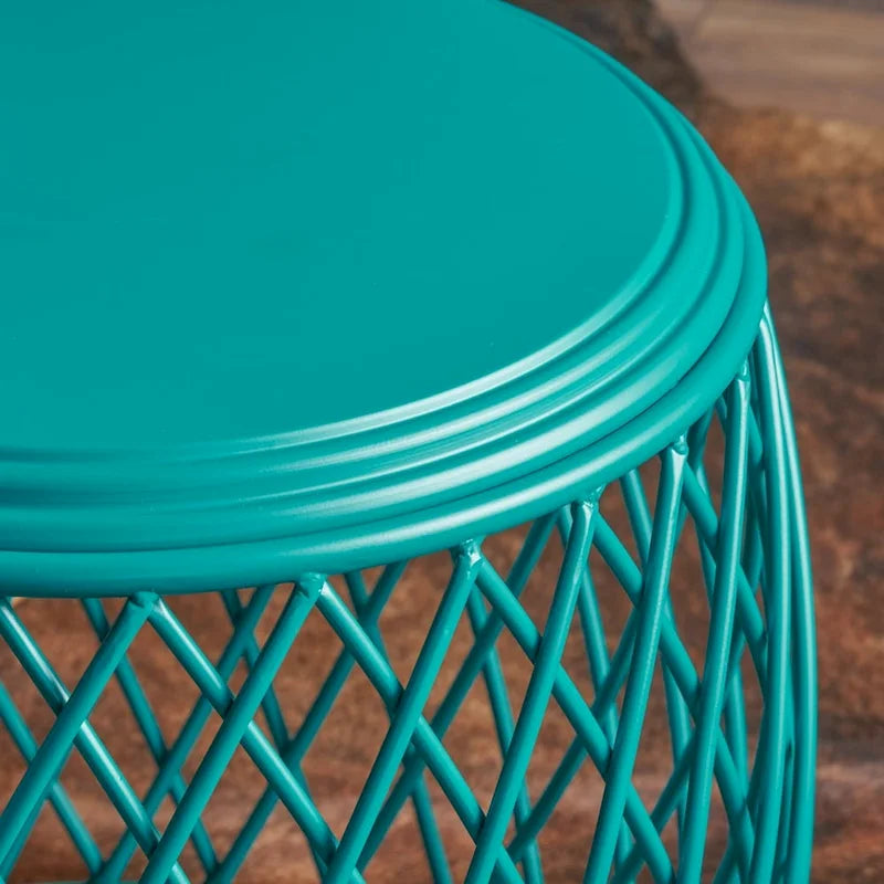 Table d'appoint ronde en fer à treillis de 19 pouces