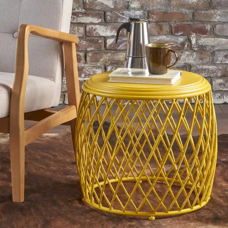 Table d'appoint ronde en fer à treillis de 19 pouces