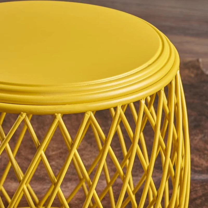 Table d'appoint ronde en fer à treillis de 19 pouces