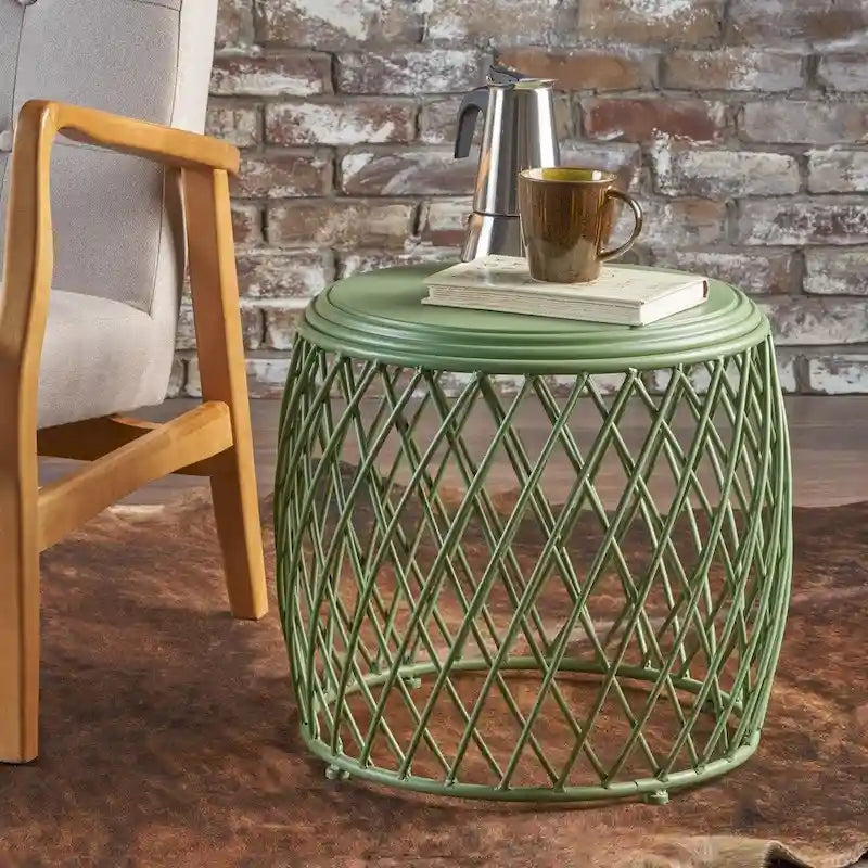 Table d'appoint ronde en fer à treillis de 19 pouces