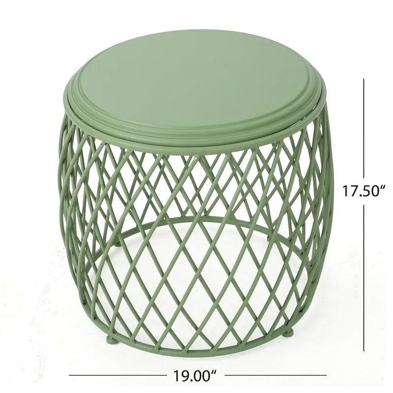 Table d'appoint ronde en fer à treillis de 19 pouces