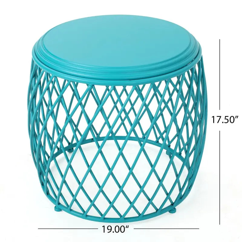Table d'appoint ronde en fer à treillis de 19 pouces