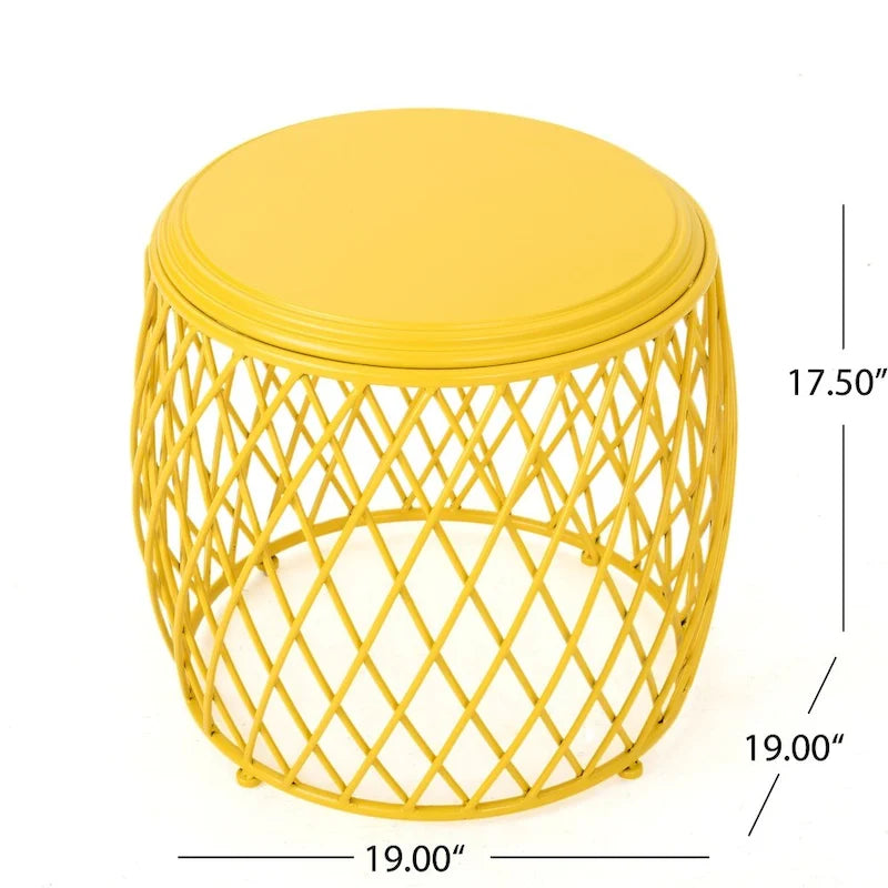 Table d'appoint ronde en fer à treillis de 19 pouces