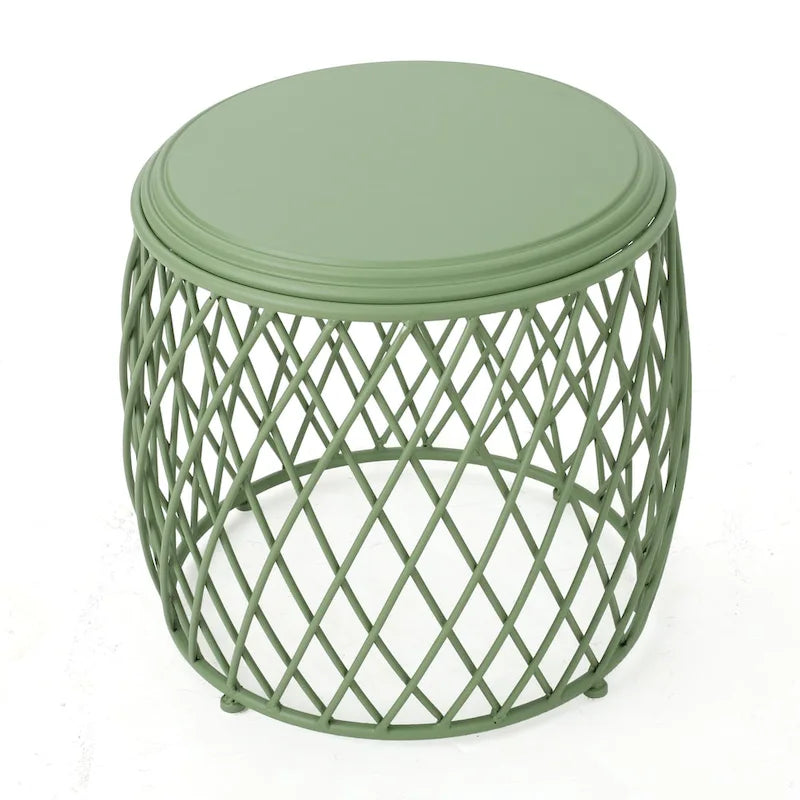 Table d'appoint ronde en fer à treillis de 19 pouces